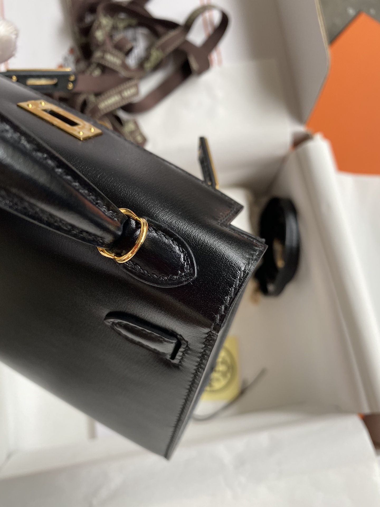 Hermes Kelly Mini II Bag 19CM In Black Box Leather